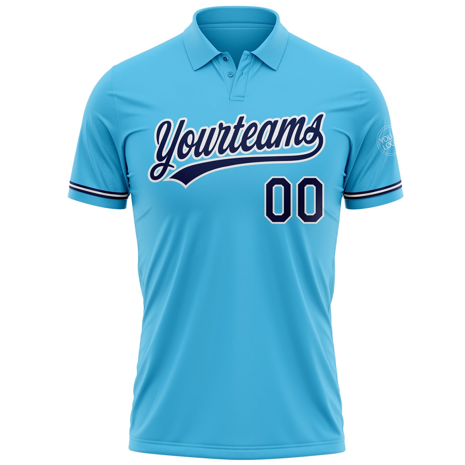Custom Sky Blue Navy-White Performance Vapor Golf Polo Shirt view 2