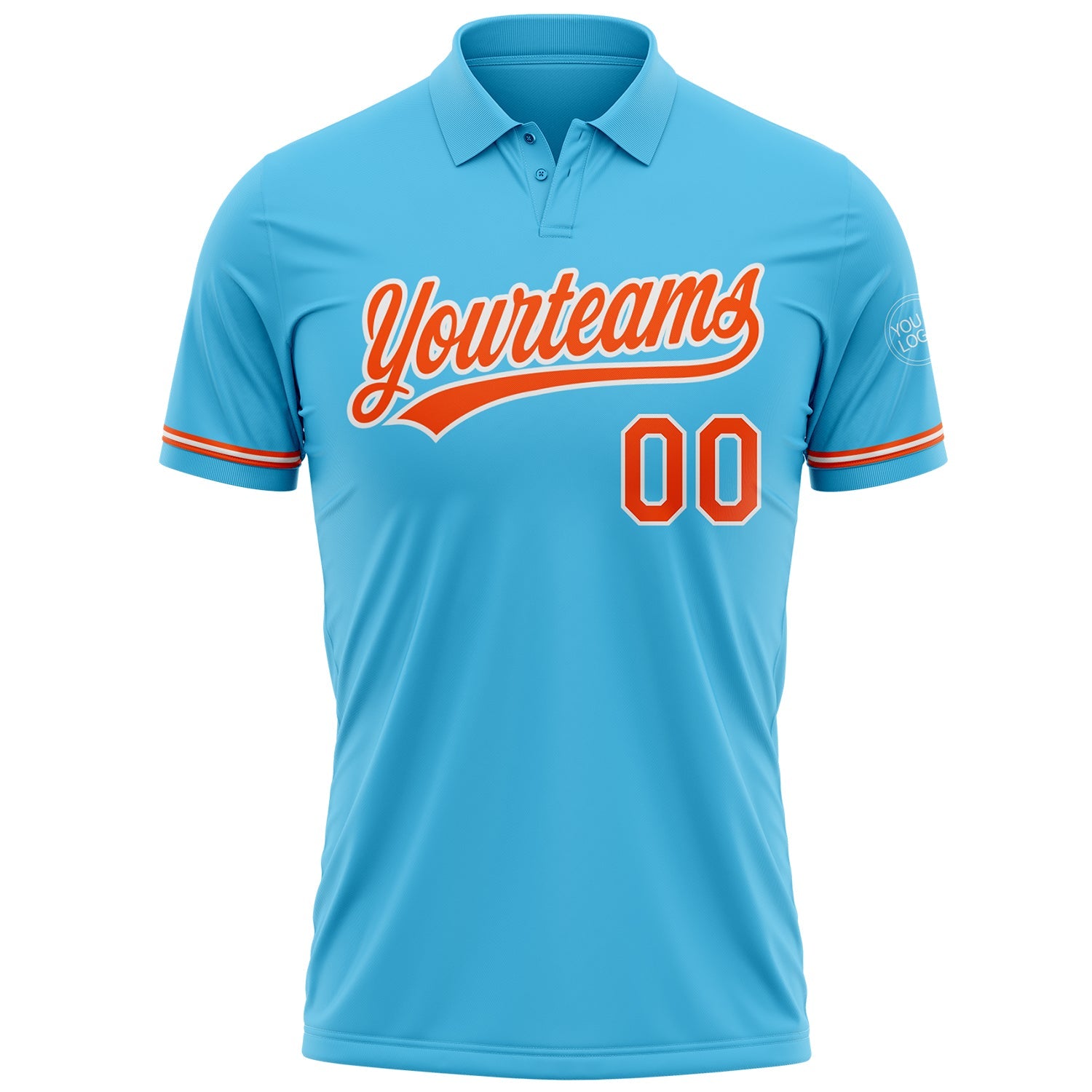 Custom Sky Blue Orange-White Performance Vapor Golf Polo Shirt view 2