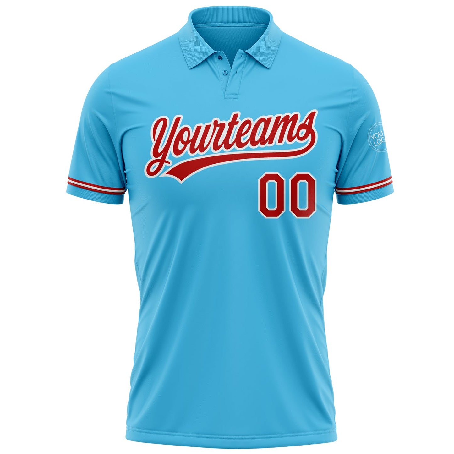 Custom Sky Blue Red-White Performance Vapor Golf Polo Shirt view 2