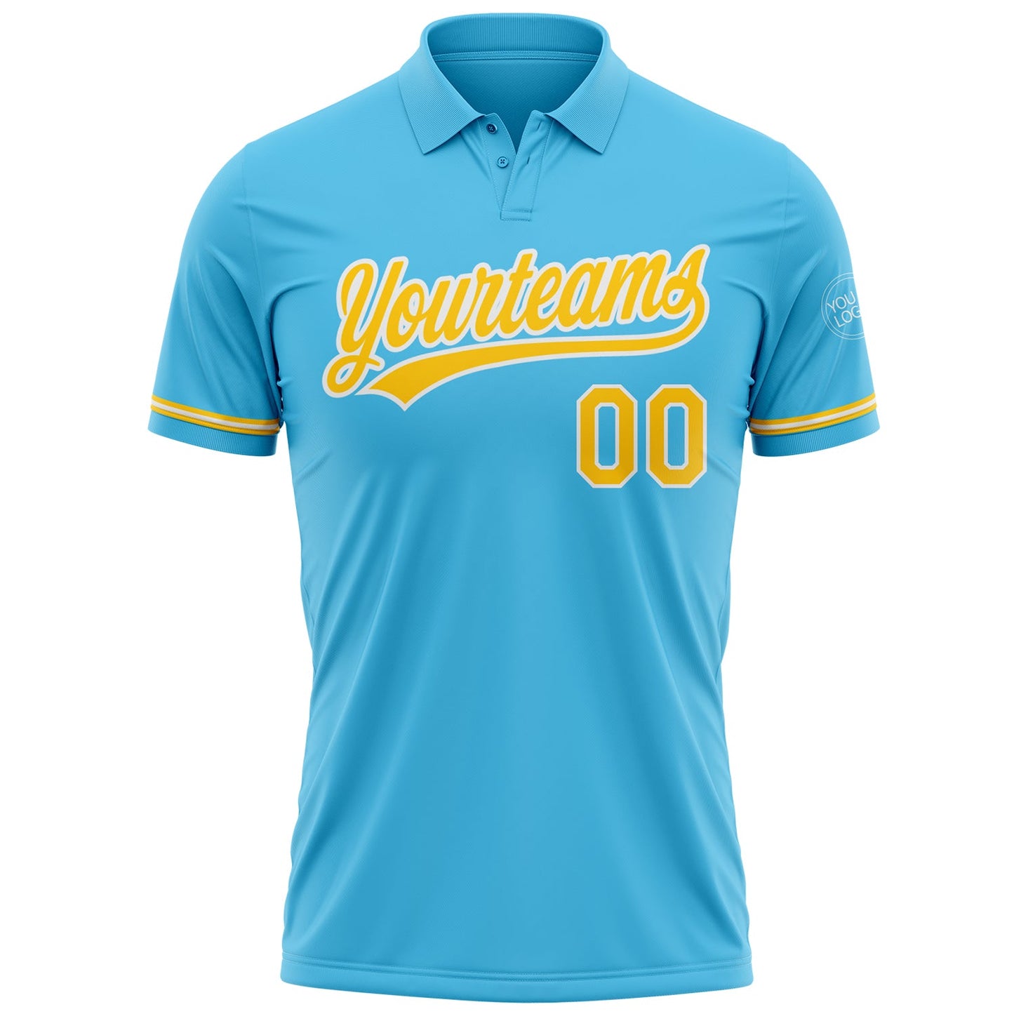 Custom Sky Blue Yellow-White Performance Vapor Golf Polo Shirt view 2