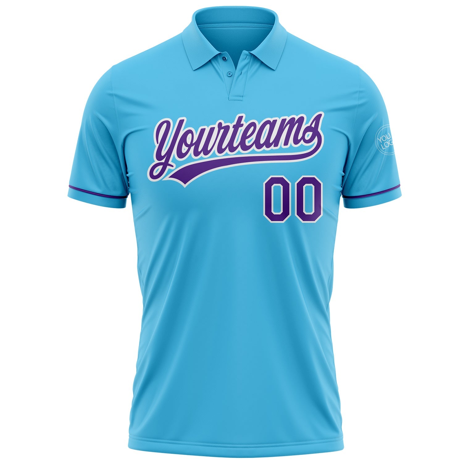 Custom Sky Blue Purple-White Performance Vapor Golf Polo Shirt view 2