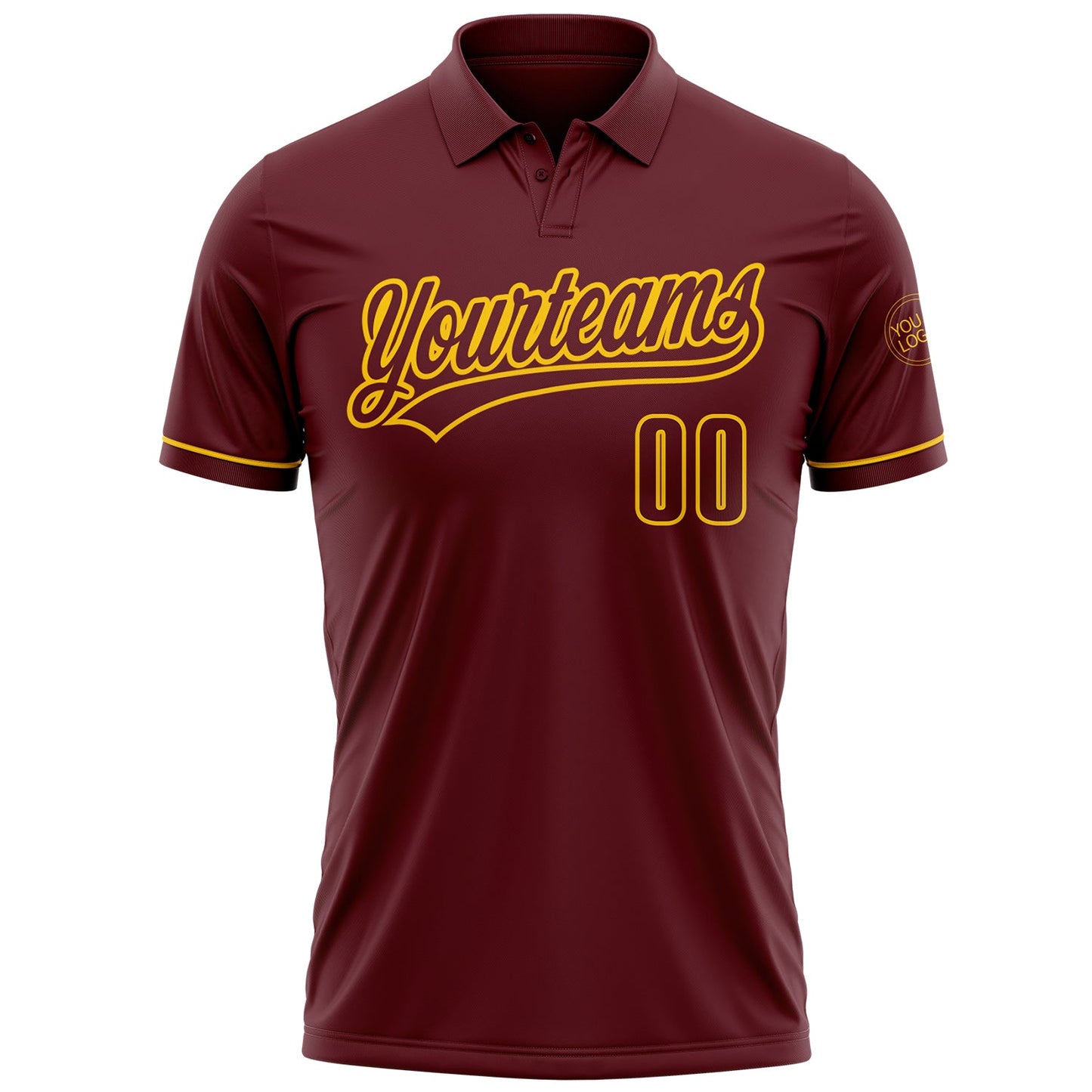 Custom Burgundy Yellow Performance Vapor Golf Polo Shirt view 2