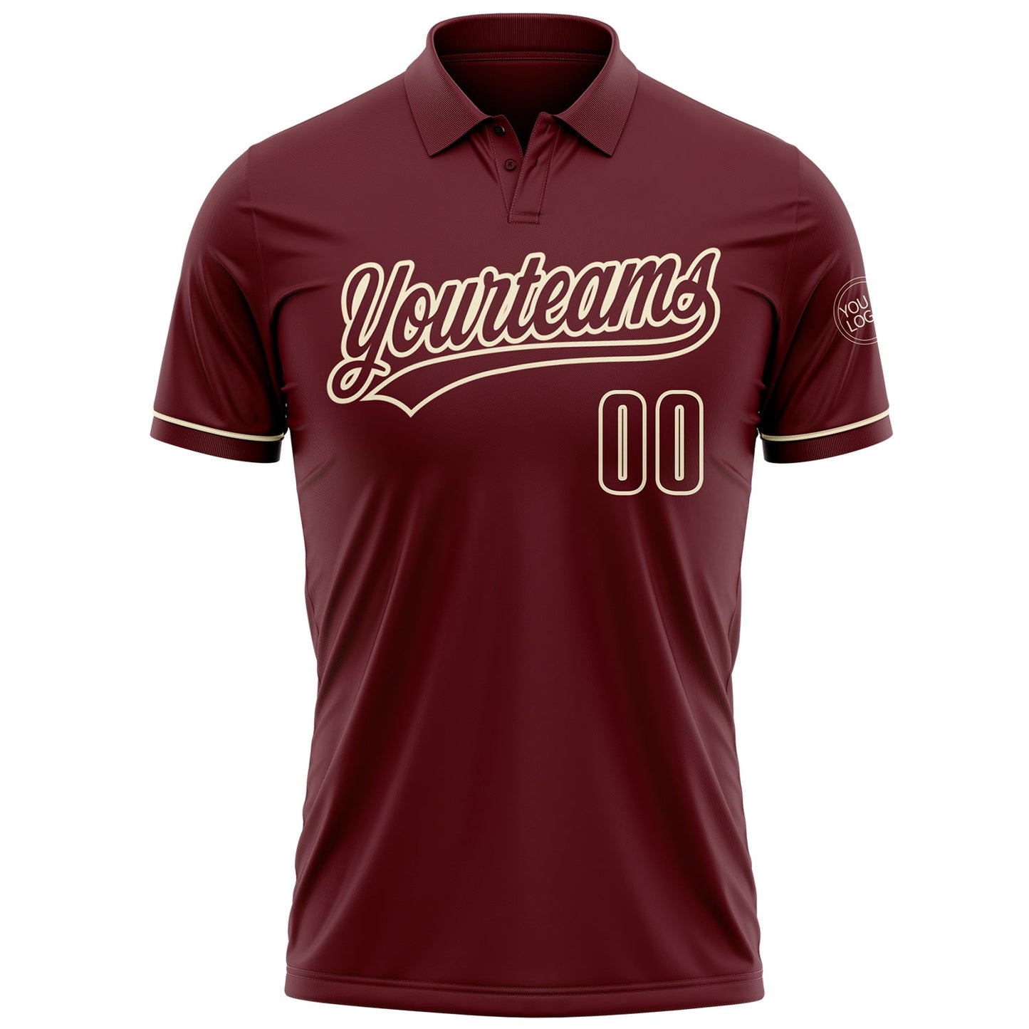 Custom Burgundy Cream Performance Vapor Golf Polo Shirt view 2