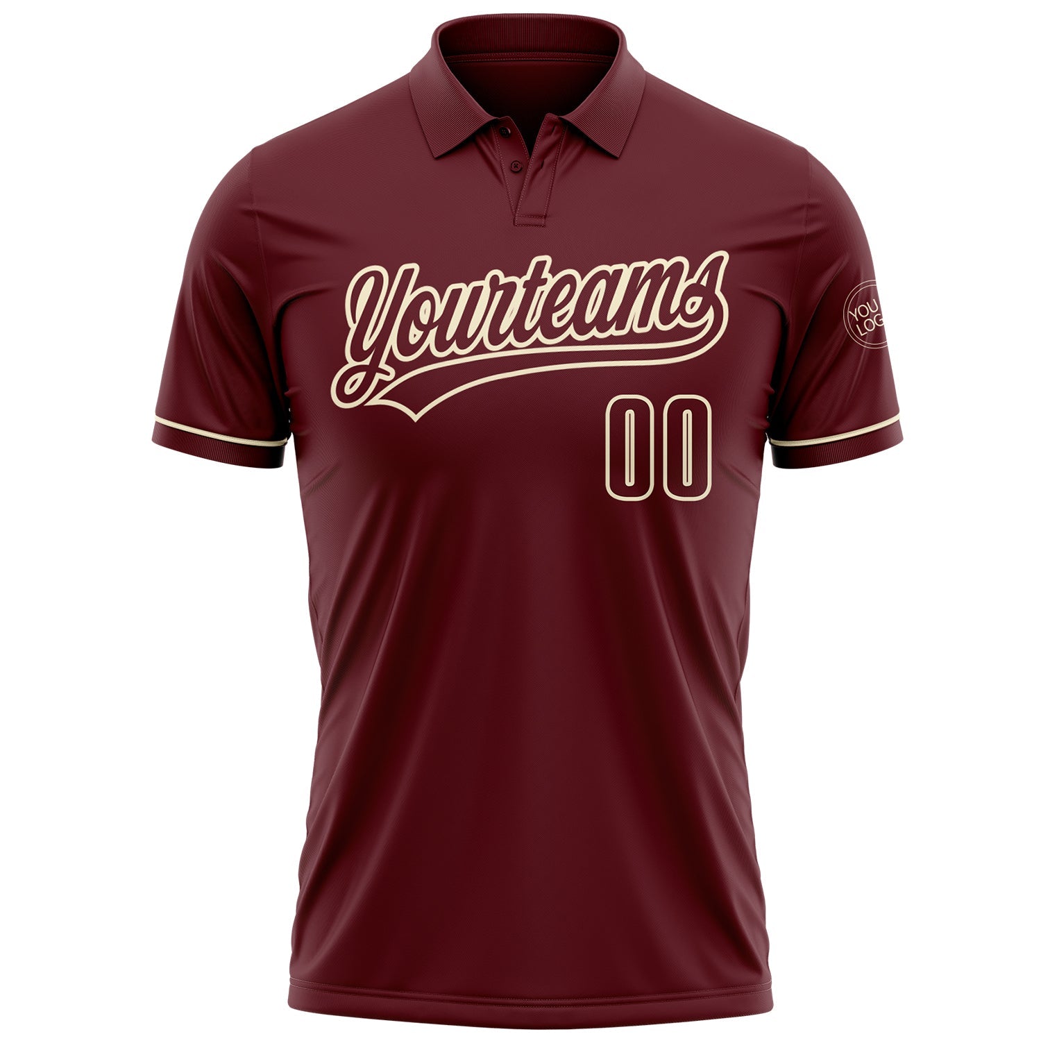 Custom Burgundy Cream Performance Vapor Golf Polo Shirt view 2