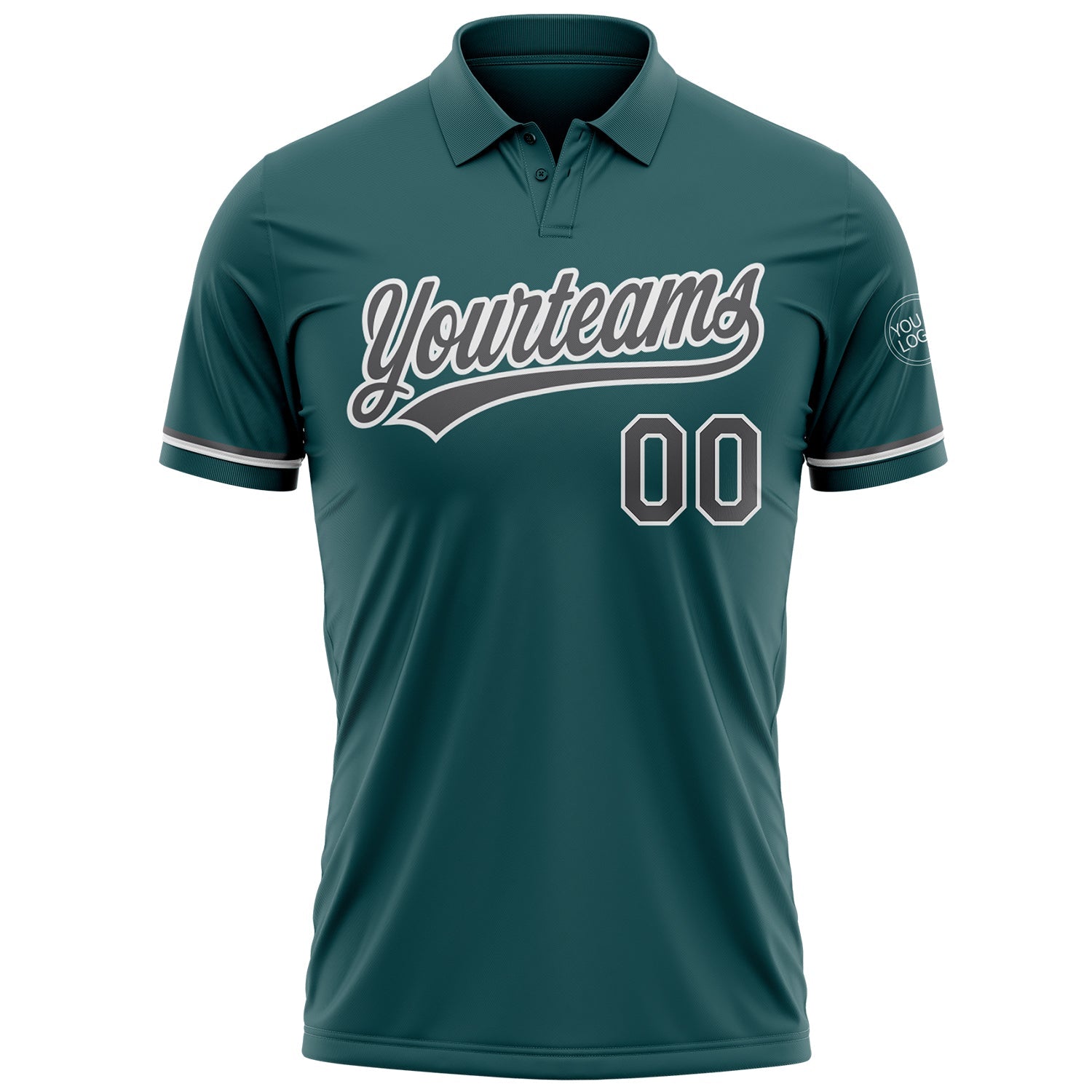 Custom Midnight Green Steel Gray-White Performance Vapor Golf Polo Shirt view 2