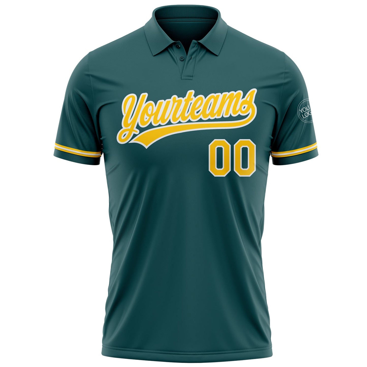 Custom Midnight Green Yellow-White Performance Vapor Golf Polo Shirt view 2