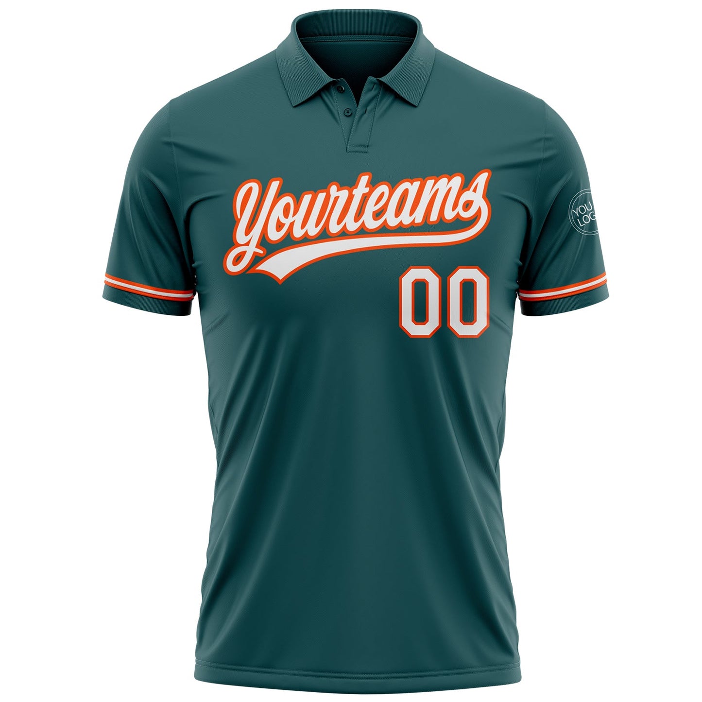 Custom Midnight Green White-Orange Performance Vapor Golf Polo Shirt view 2