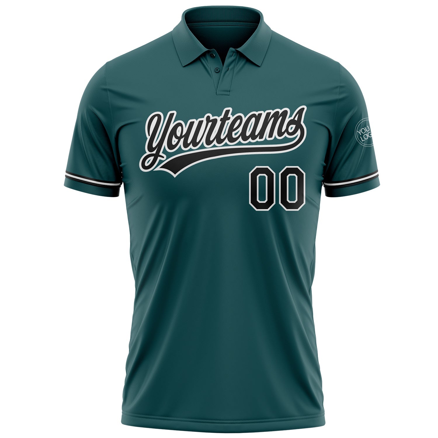 Custom Midnight Green Black-White Performance Vapor Golf Polo Shirt view 2