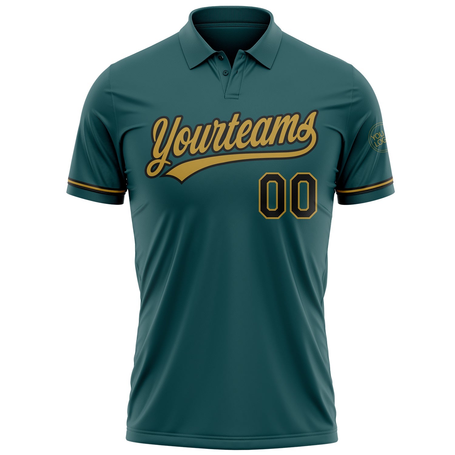 Custom Midnight Green Black-Old Gold Performance Vapor Golf Polo Shirt view 2