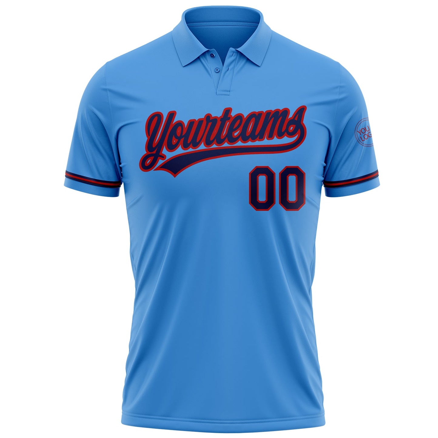 Custom Powder Blue Navy-Red Performance Vapor Golf Polo Shirt view 2
