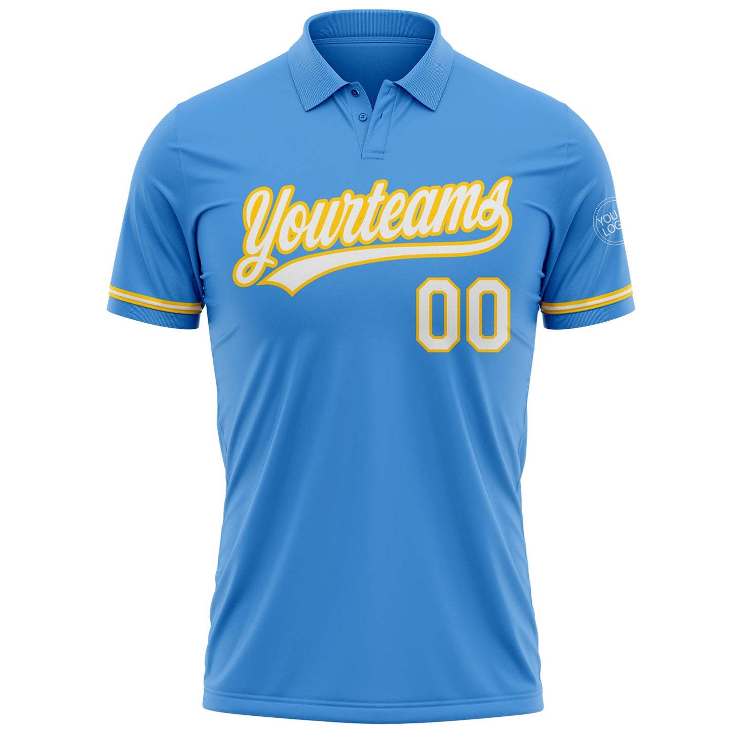 Custom Powder Blue White-Yellow Performance Vapor Golf Polo Shirt view 2