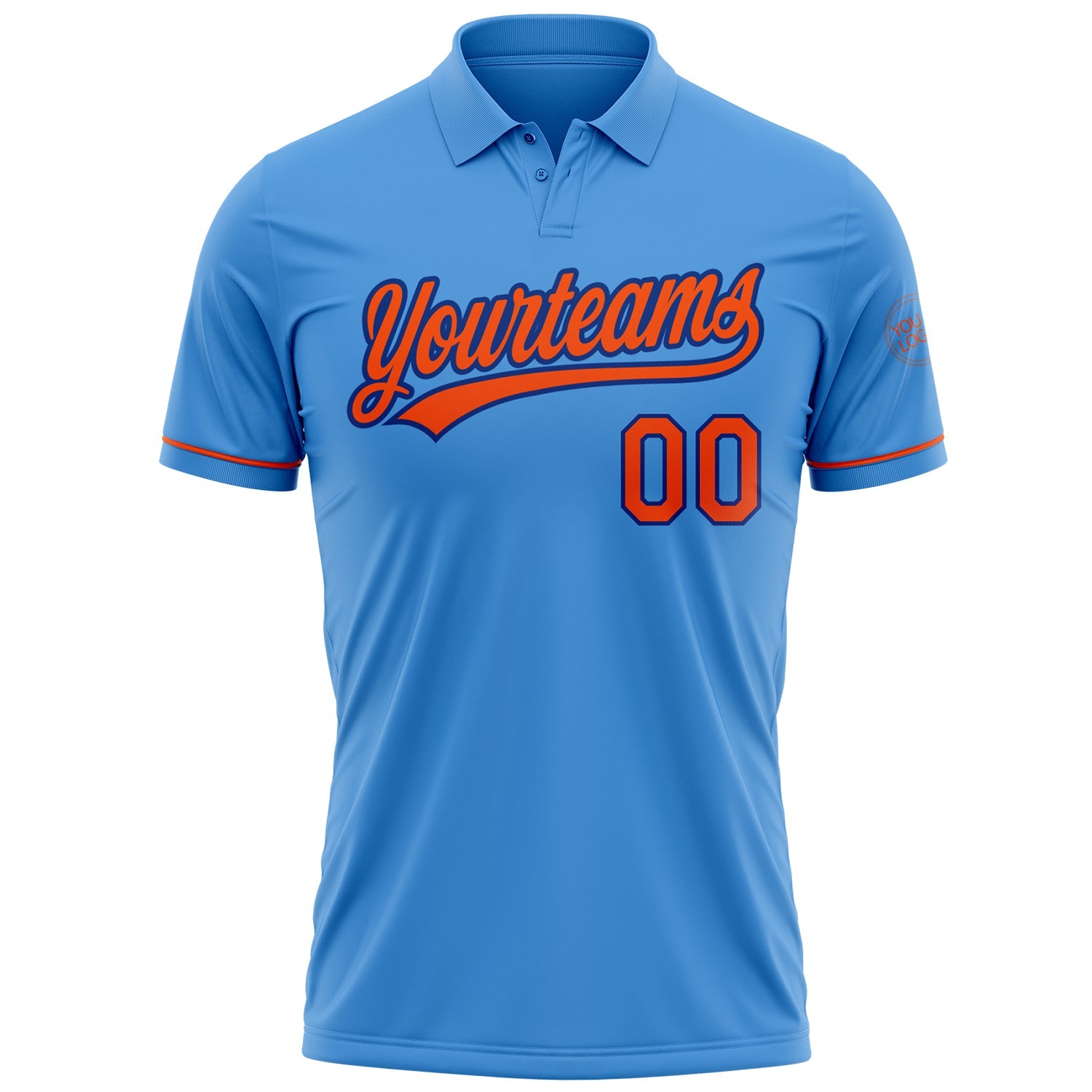 Custom Powder Blue Orange-Royal Performance Vapor Golf Polo Shirt view 2