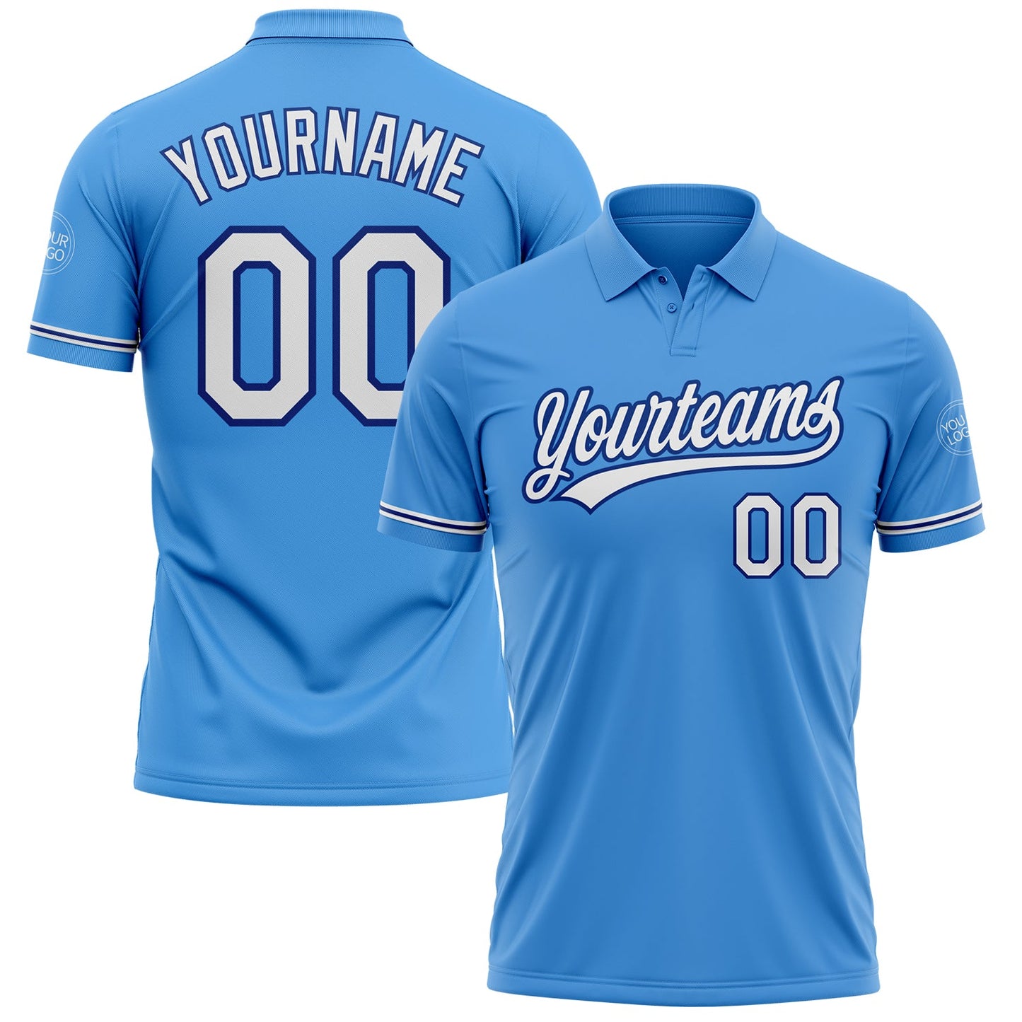 Custom Powder Blue White-Royal Performance Vapor Golf Polo Shirt - Main View