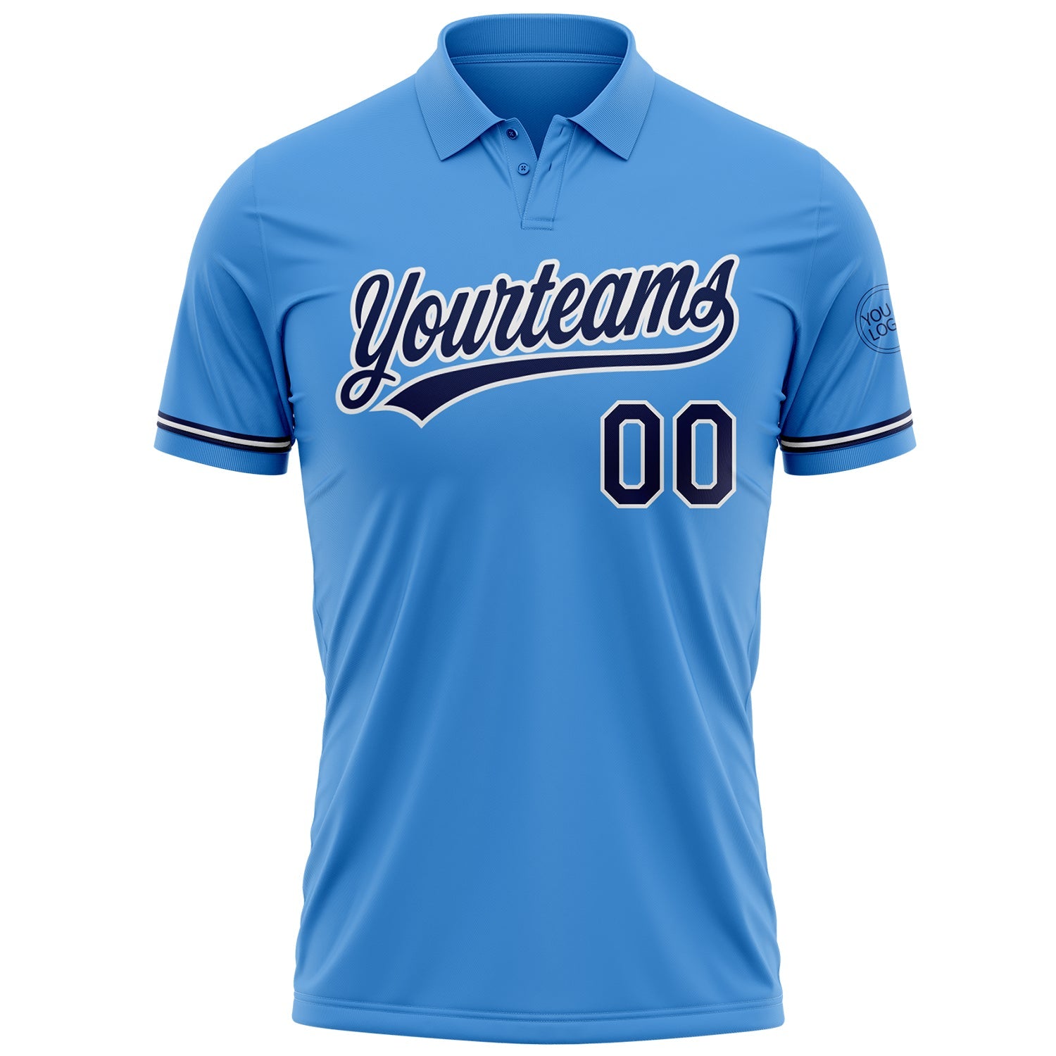 Custom Powder Blue Navy-White Performance Vapor Golf Polo Shirt view 2