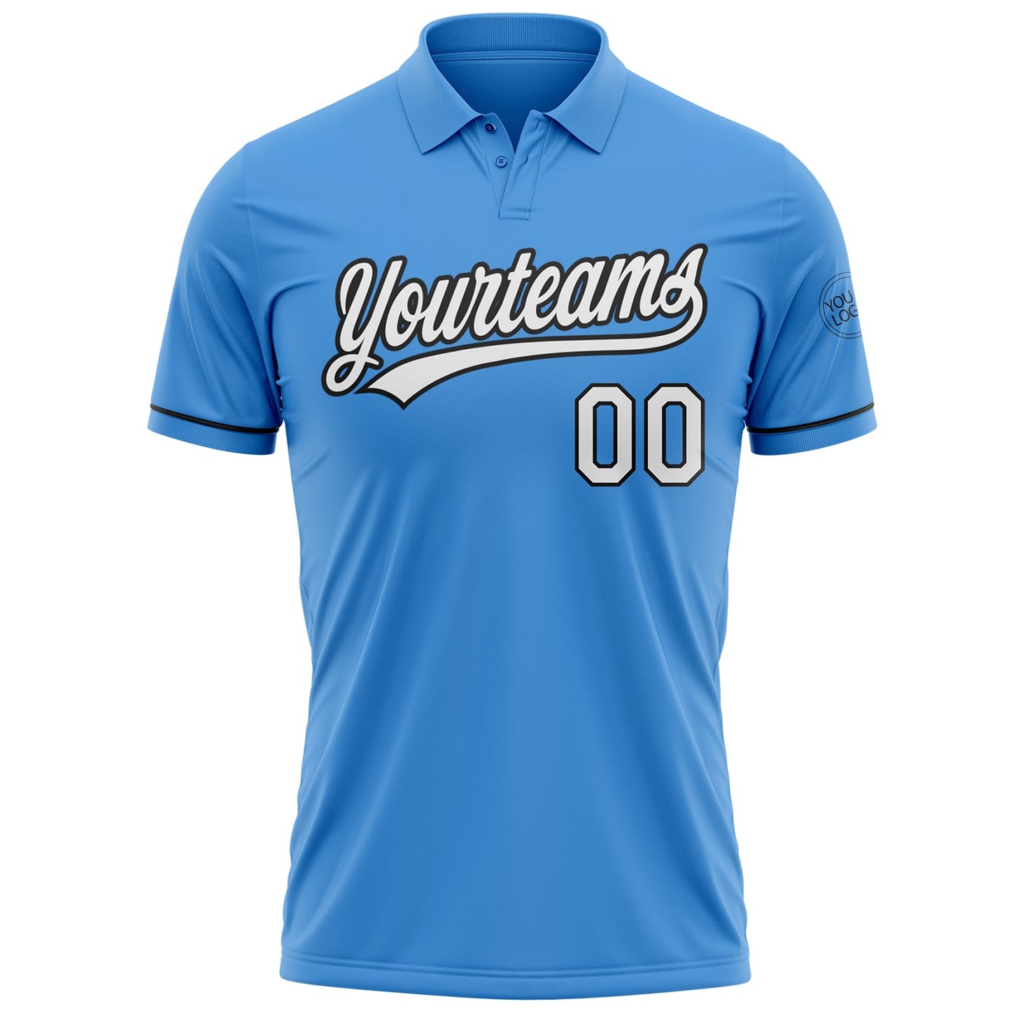 Custom Powder Blue White-Black Performance Vapor Golf Polo Shirt view 2