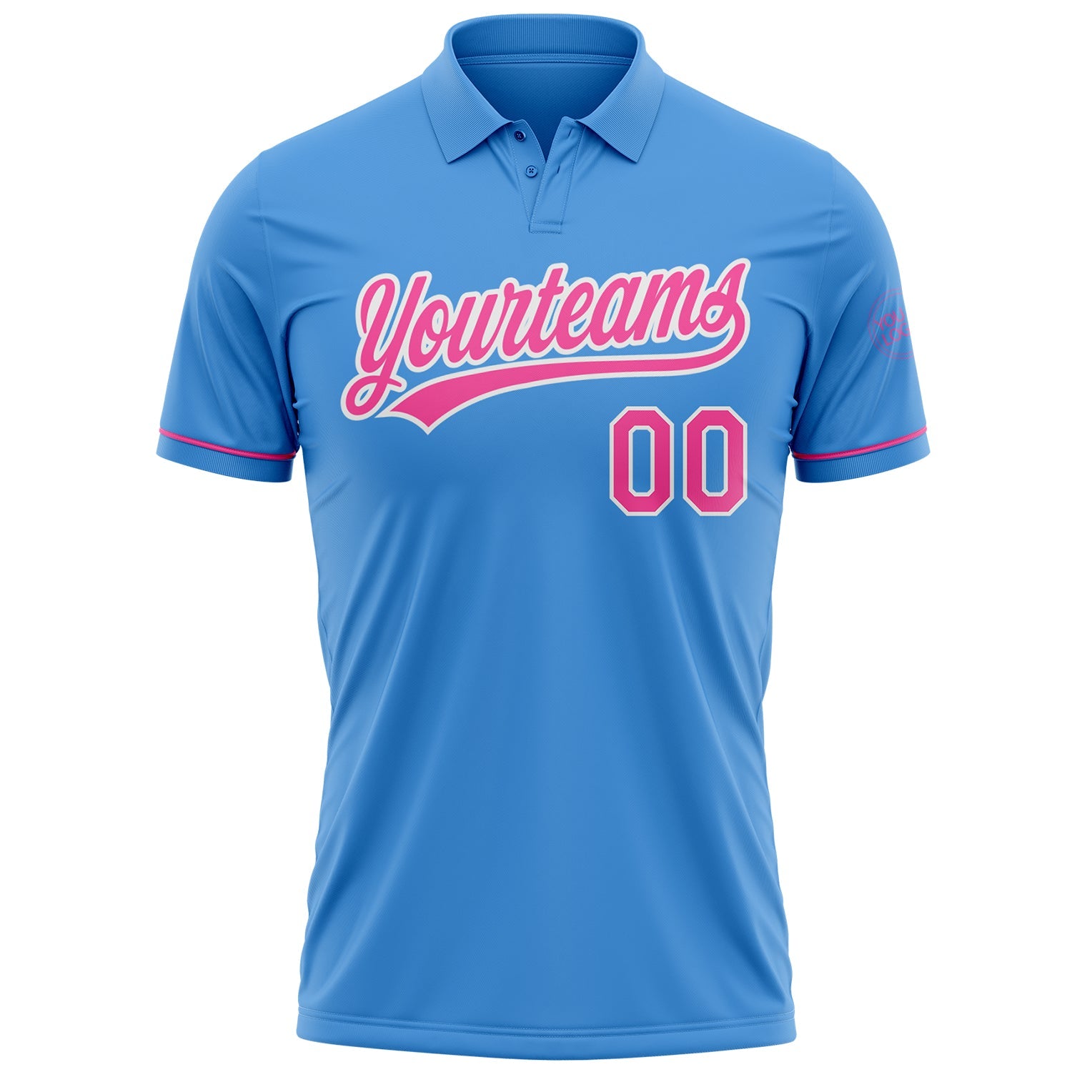 Custom Powder Blue Pink-White Performance Vapor Golf Polo Shirt view 2