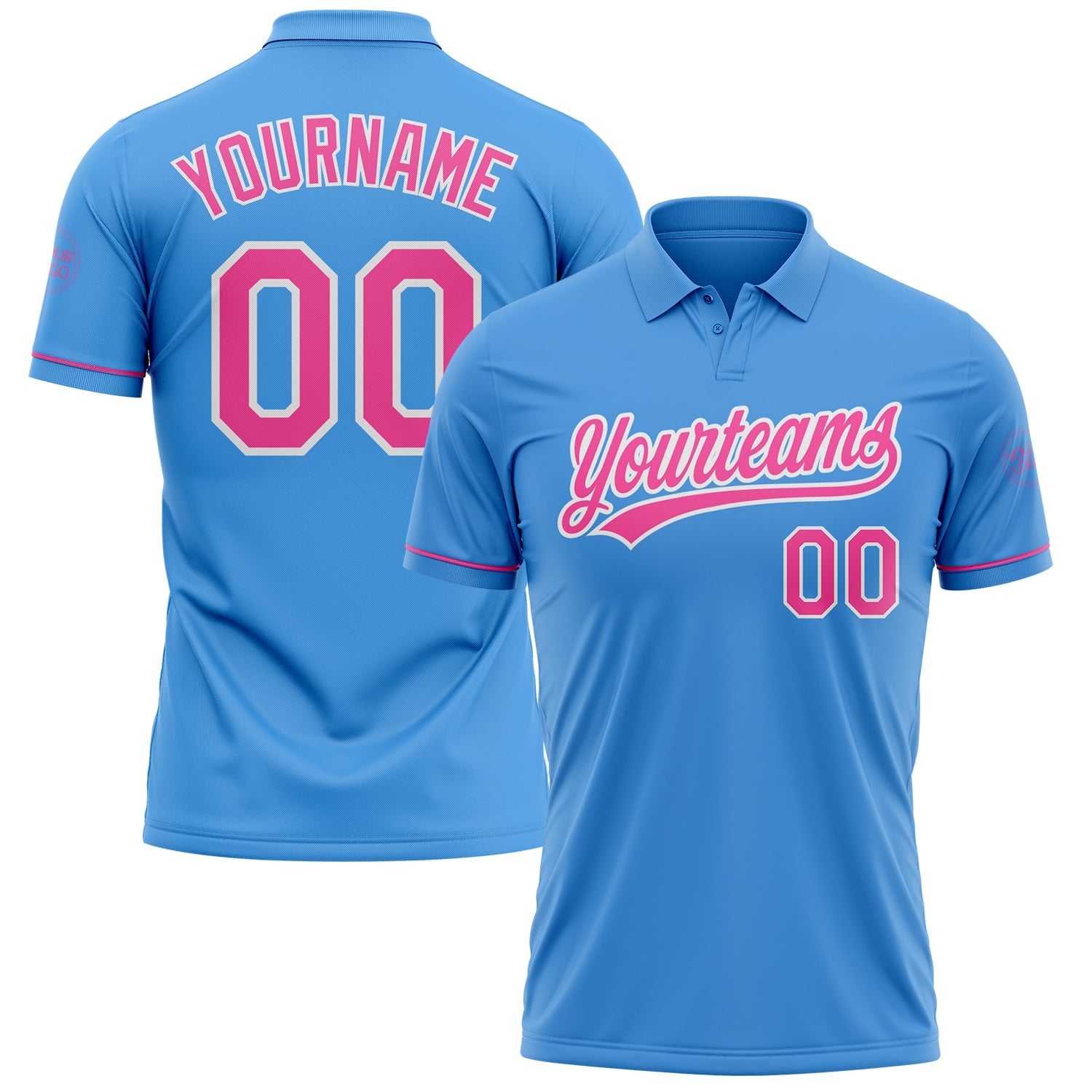 Custom Powder Blue Pink-White Performance Vapor Golf Polo Shirt - Main View