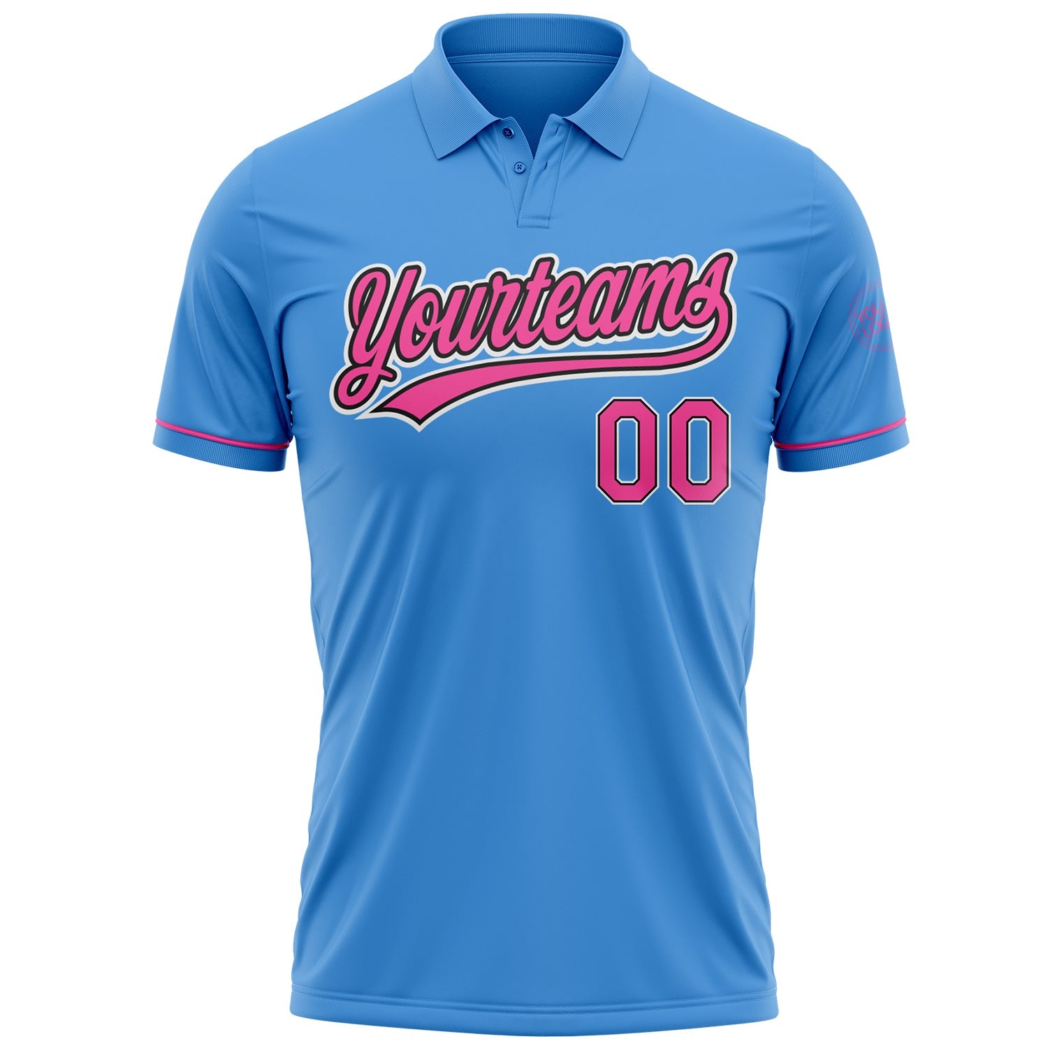 Custom Powder Blue Pink-Black Performance Vapor Golf Polo Shirt view 2