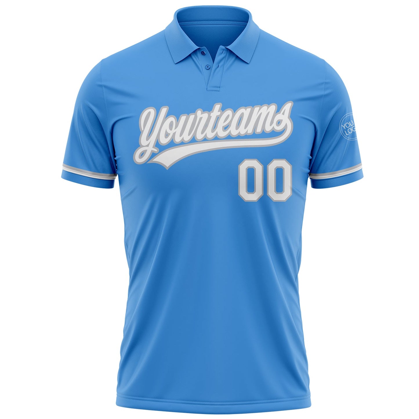 Custom Powder Blue White-Gray Performance Vapor Golf Polo Shirt view 2