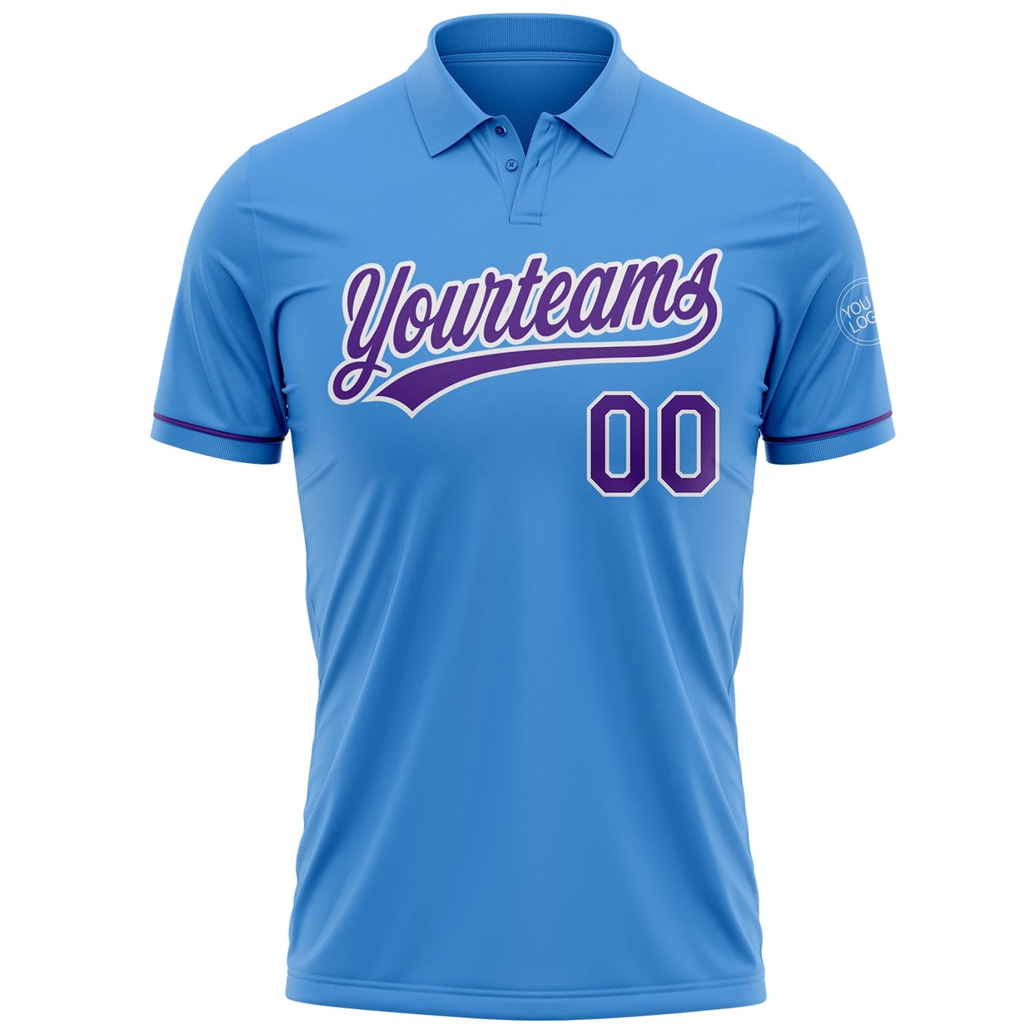 Custom Powder Blue Purple-White Performance Vapor Golf Polo Shirt view 2