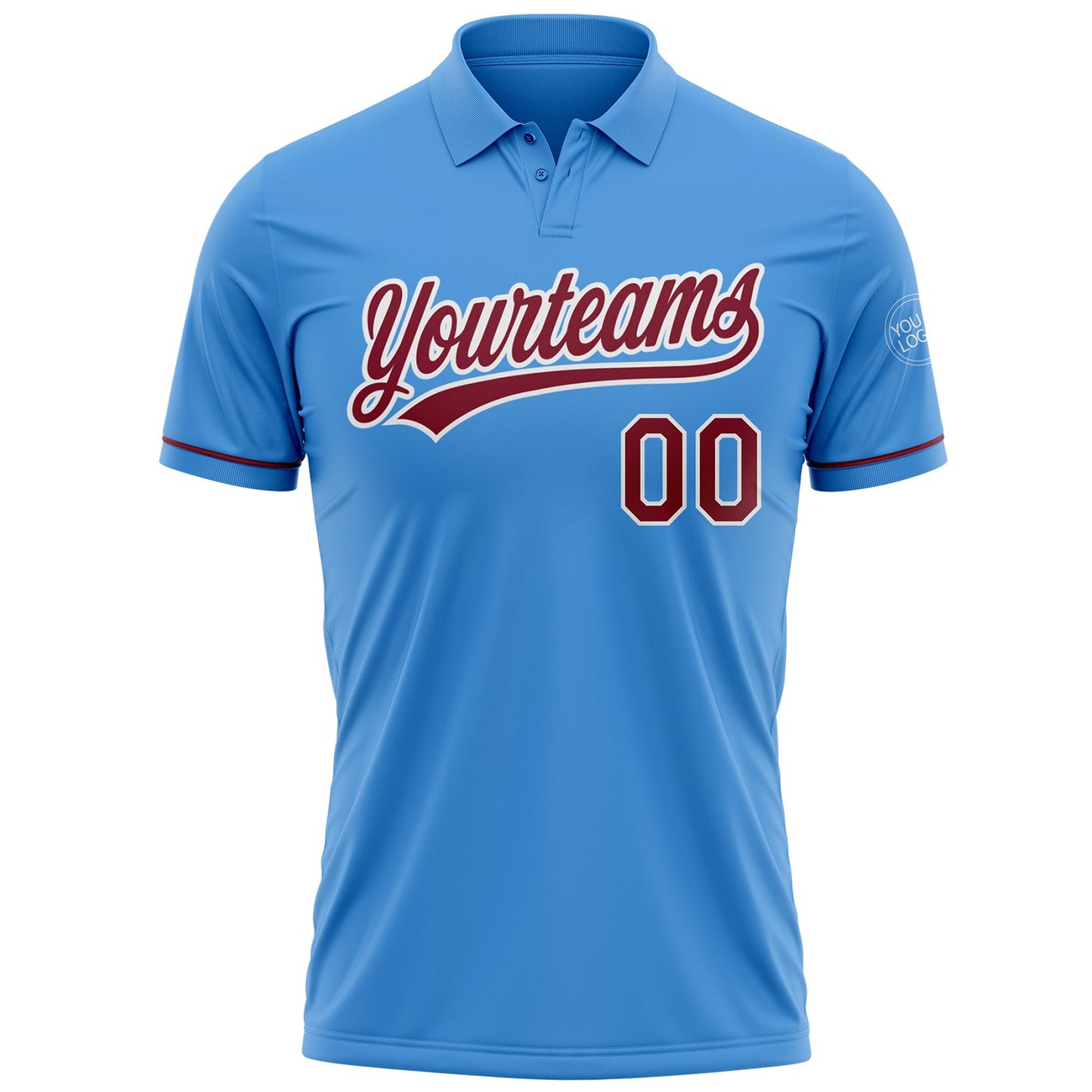 Custom Powder Blue Crimson-White Performance Vapor Golf Polo Shirt view 2