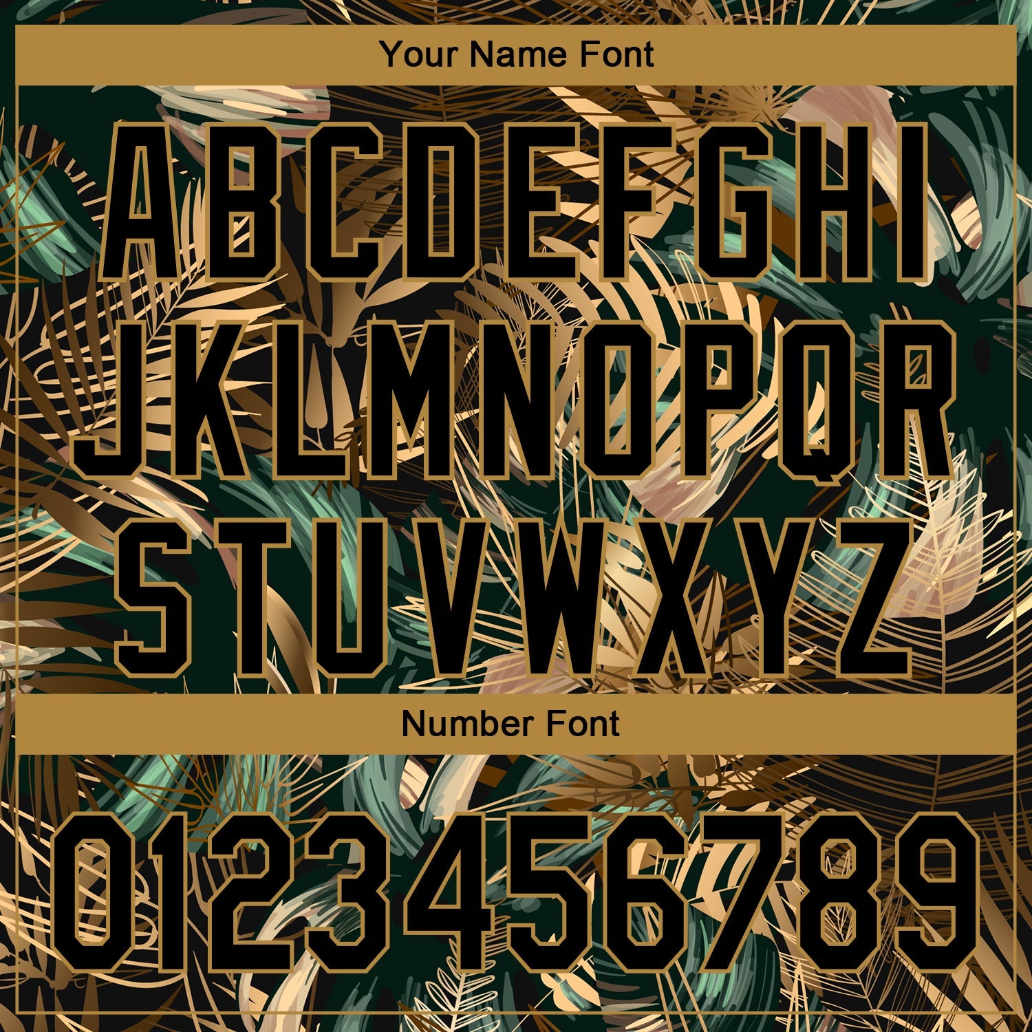 Custom Black Old Gold 3D Pattern Design Golden And Green Tropical Leaves In The Style Of Jungle And Hawaii Performance Golf Polo Shirt view 5