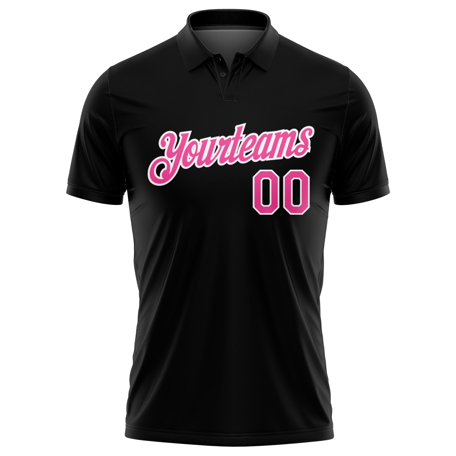 Custom Black Pink-White 3D American Flag With Pink Ribbon Breast Cancer Awareness Month Women Health Care Support Performance Golf Polo Shirt view 2