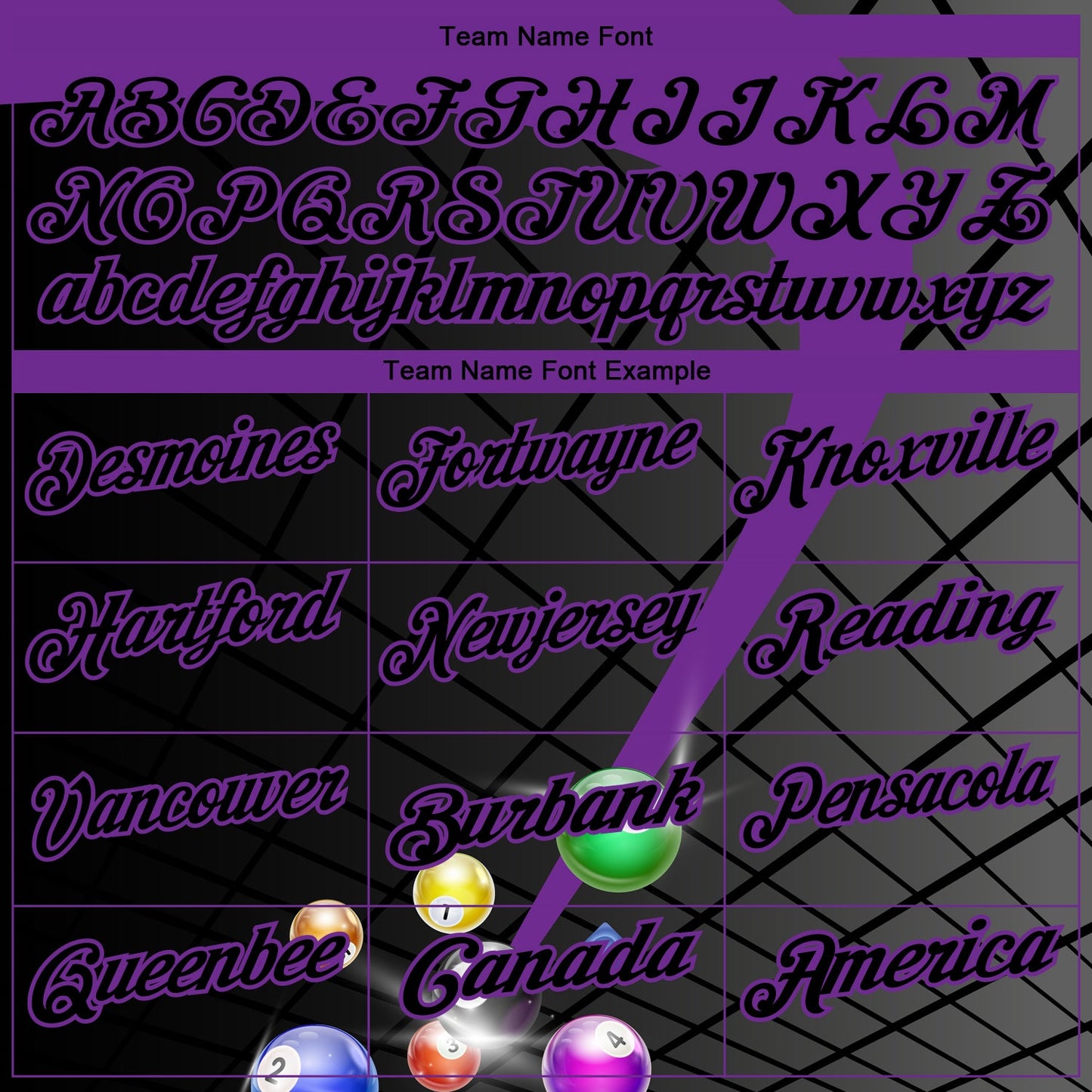 Custom Black Purple 3D Pattern Design Billiards Performance Polo Shirt view 3