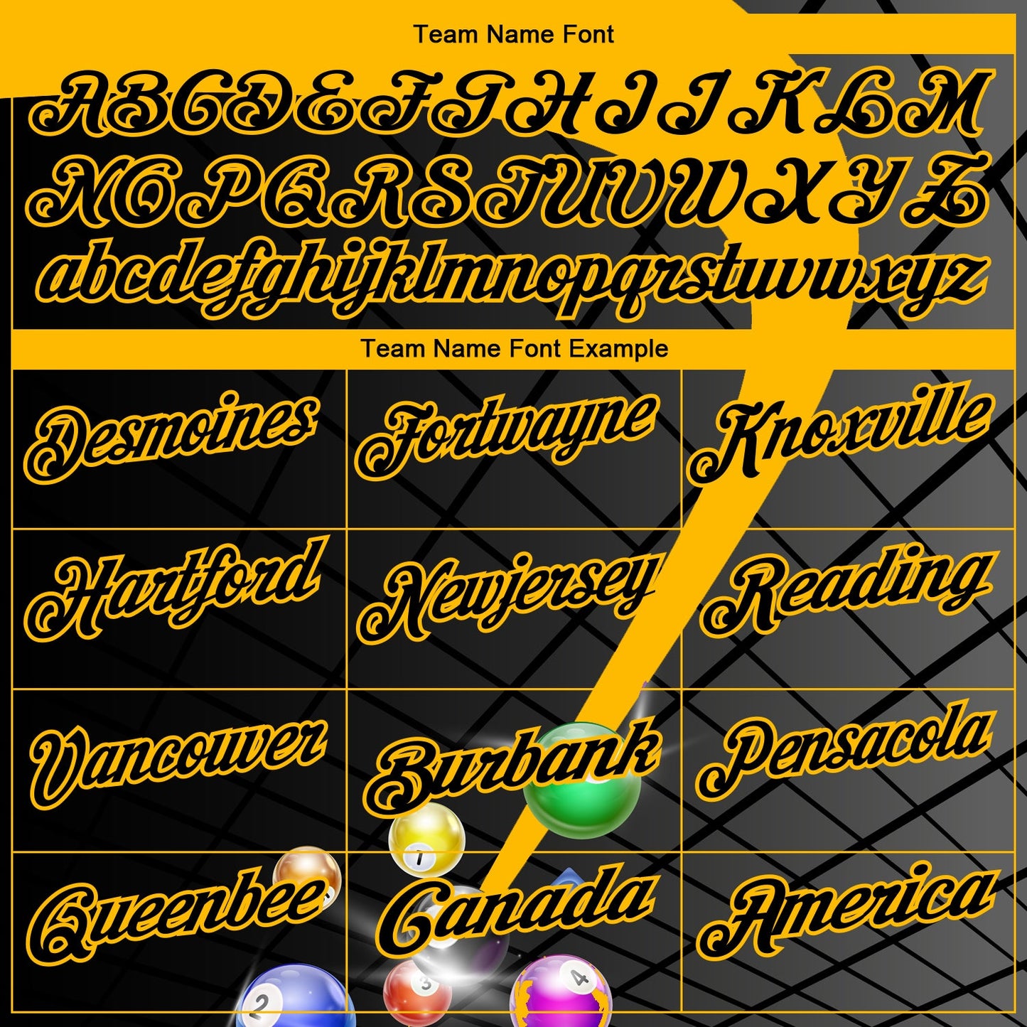 Custom Black Yellow 3D Pattern Design Billiards Performance Polo Shirt view 3