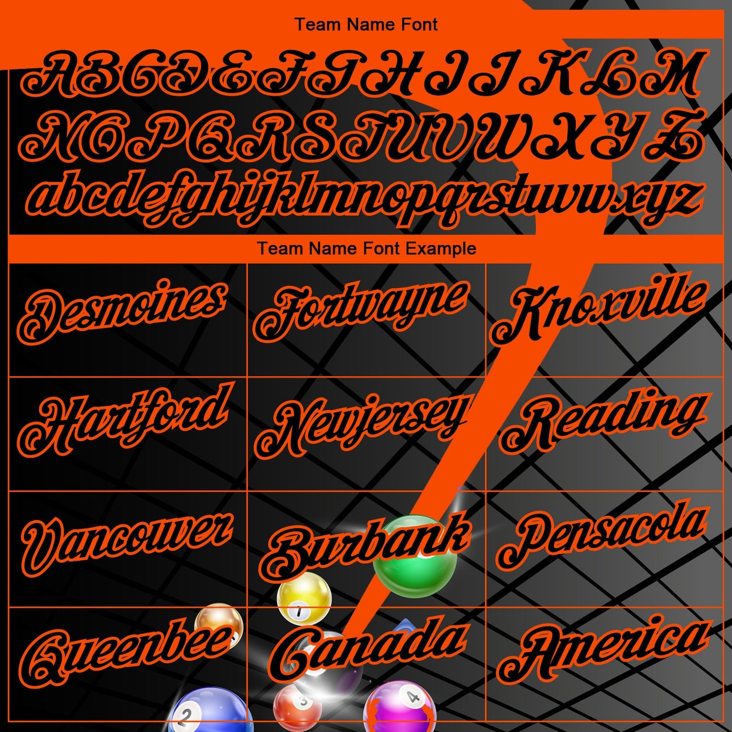 Custom Black Orange 3D Pattern Design Billiards Performance Polo Shirt view 3