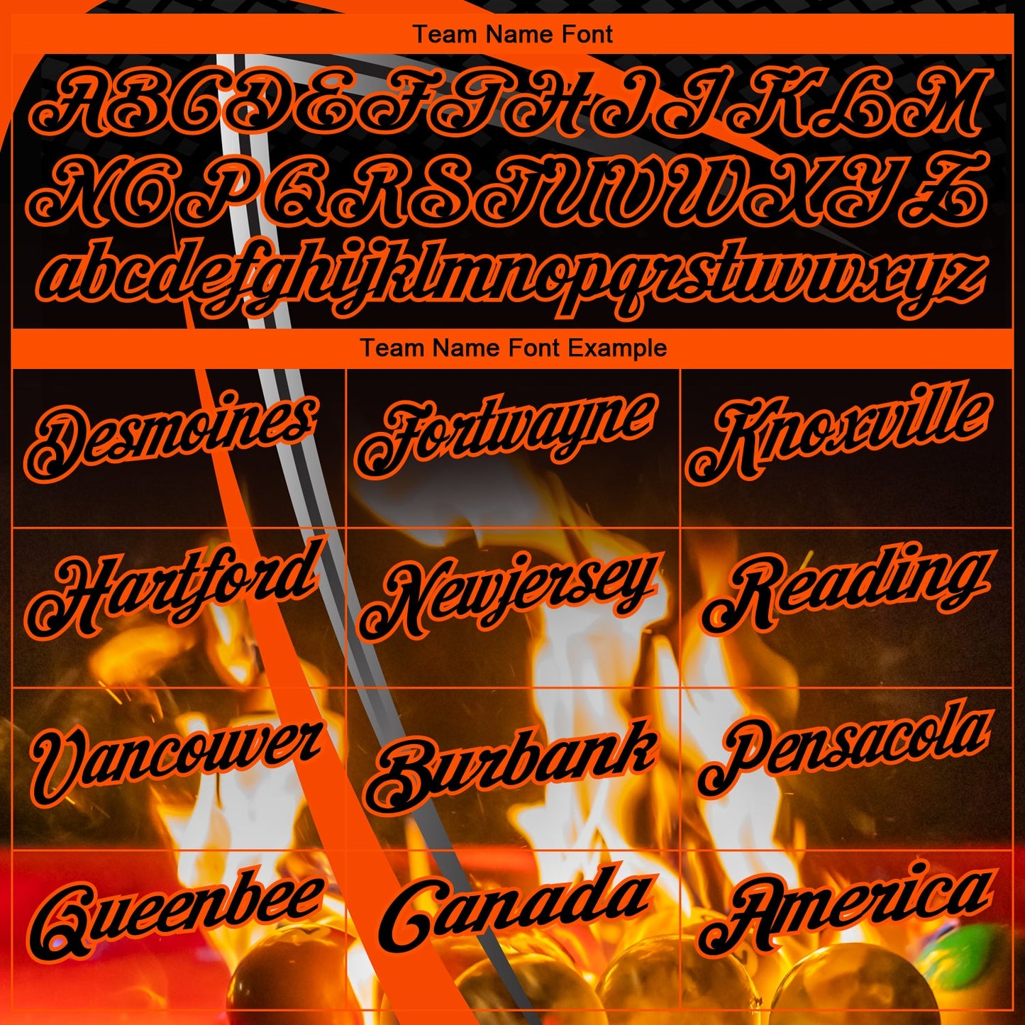 Custom Black Orange 3D Pattern Design Flame Billiards Performance Polo Shirt view 3