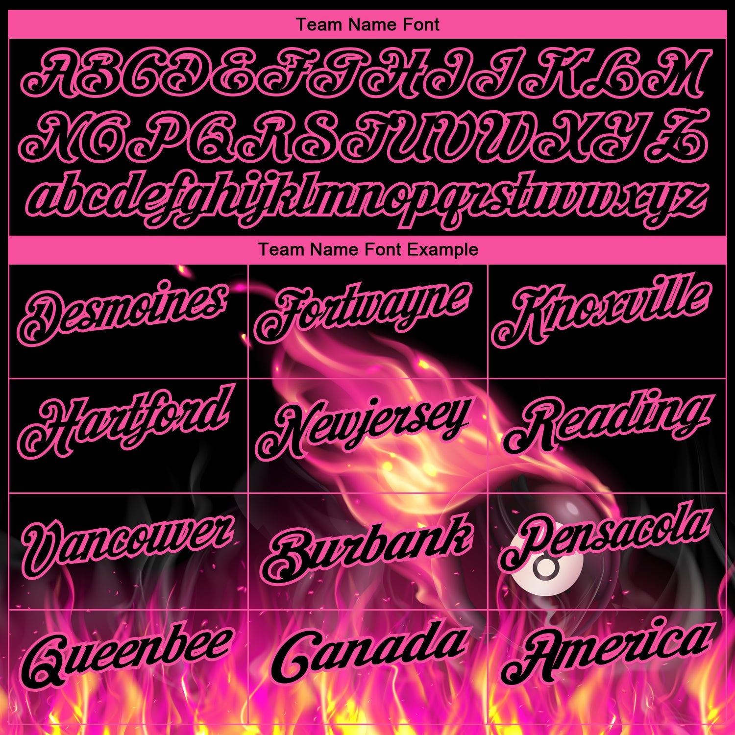 Custom Black Pink 3D Pattern Design Flame Billiards 8 Ball Performance Polo Shirt view 3