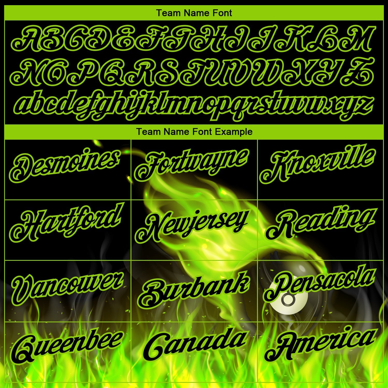 Custom Black Neon Green 3D Pattern Design Flame Billiards 8 Ball Performance Polo Shirt view 3