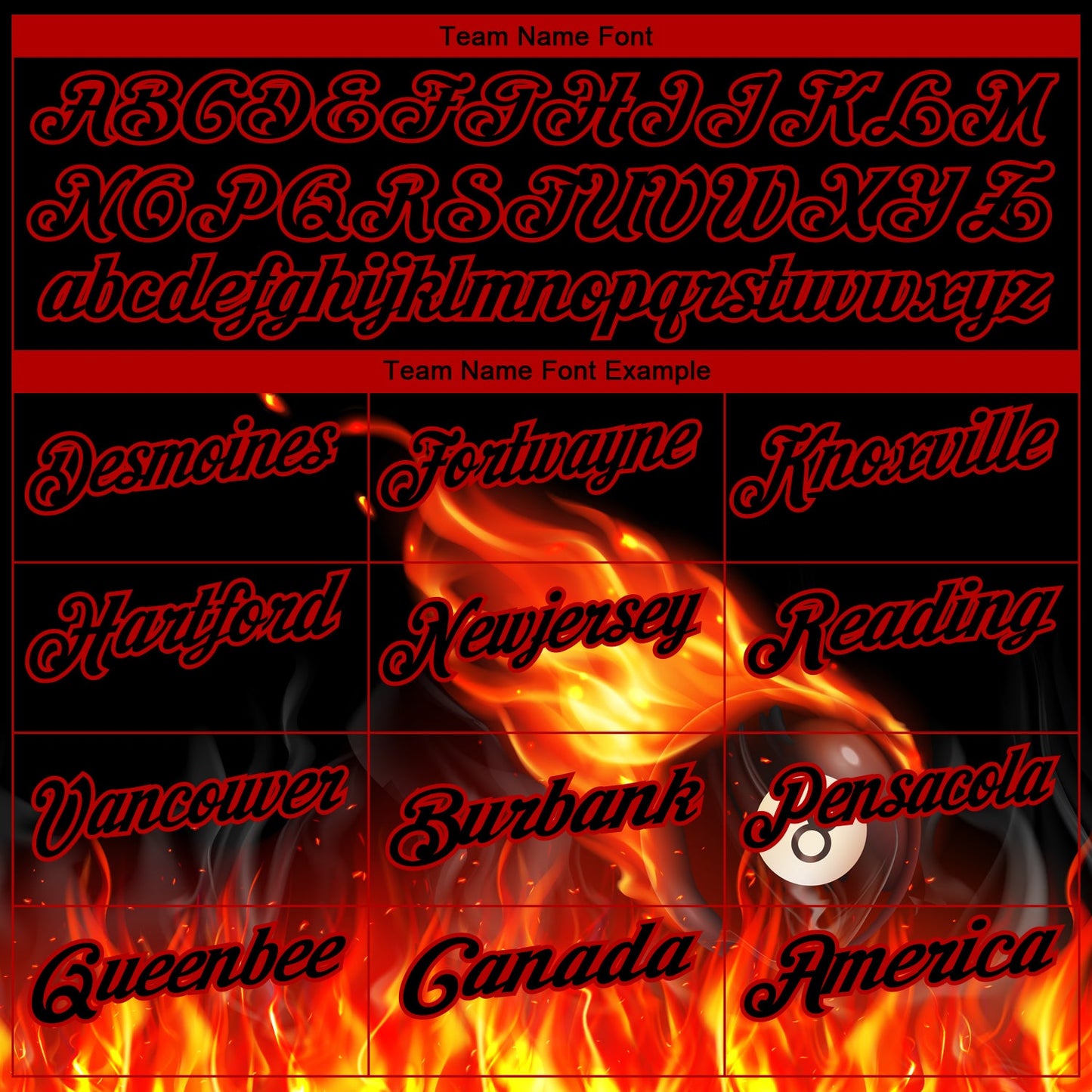 Custom Black Red 3D Pattern Design Flame Billiards 8 Ball Performance Polo Shirt view 3