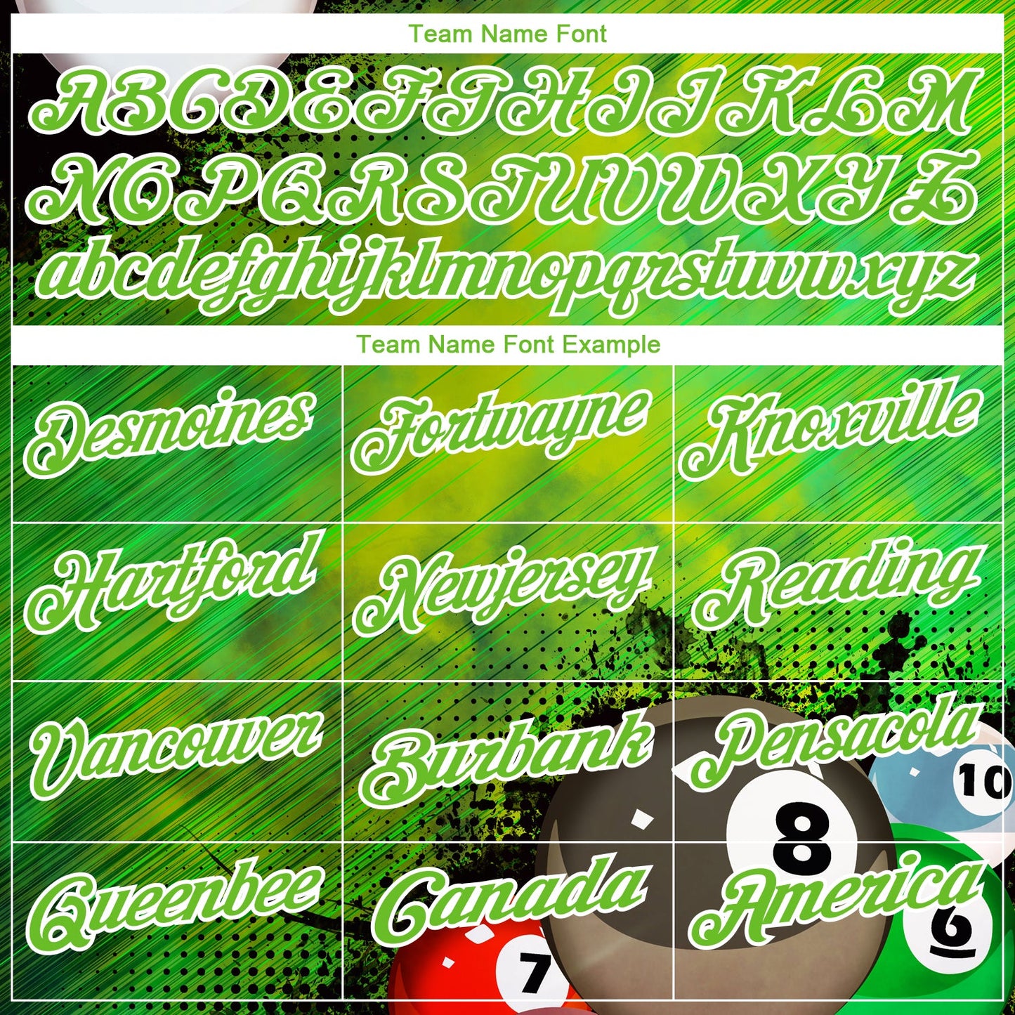 Custom Neon Green White 3D Pattern Design Billiards Performance Polo Shirt view 3