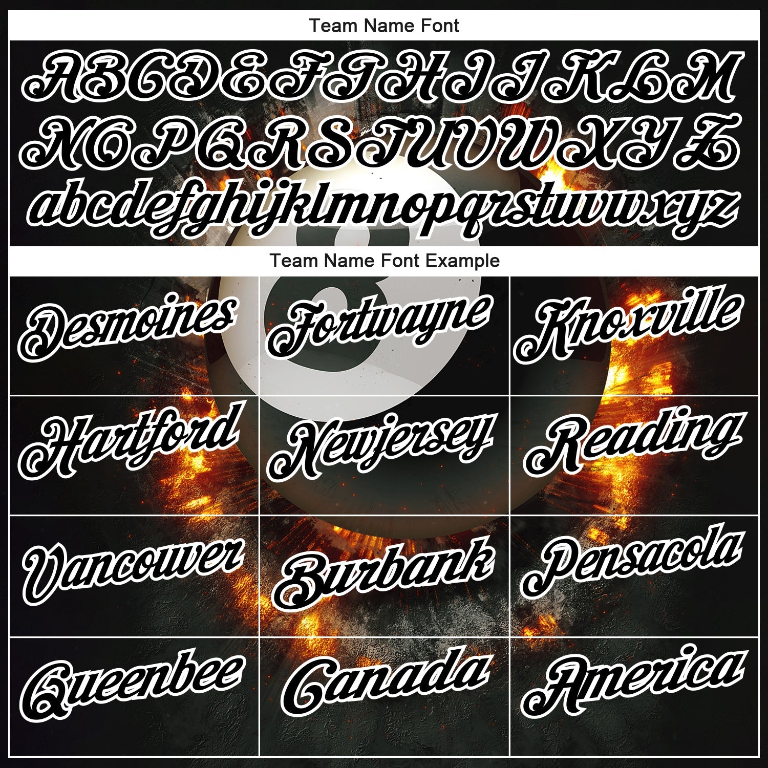 Custom Black White 3D Pattern Design Flame Billiards 8 Ball Performance Polo Shirt view 3