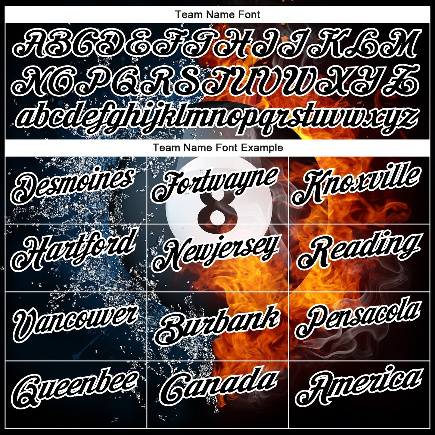 Custom Black White 3D Pattern Design Flame Billiards 8 Ball Performance Polo Shirt view 3