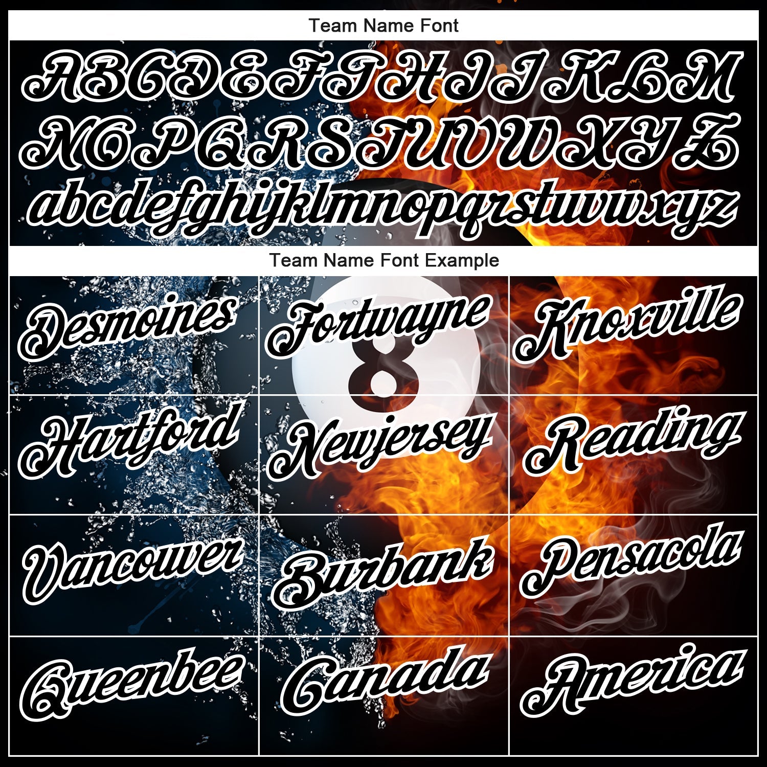 Custom Black White 3D Pattern Design Flame Billiards 8 Ball Performance Polo Shirt view 3