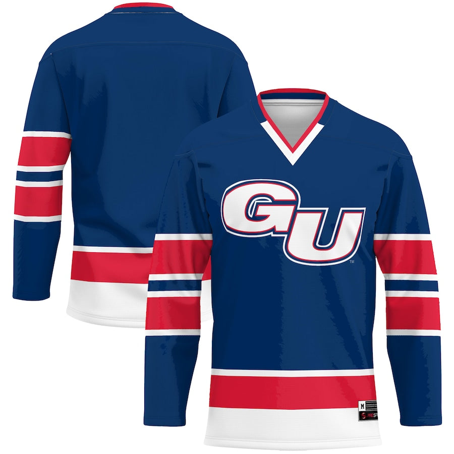 Gonzaga Bulldogs Hockey Jersey Navy Stitched American College Jerseys - Main View