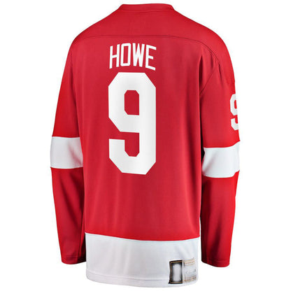 D.Red Wings #9 Gordie Howe Fanatics Branded Premier Breakaway Retired Player Jersey  Red Stitched American Hockey Jerseys - Main View