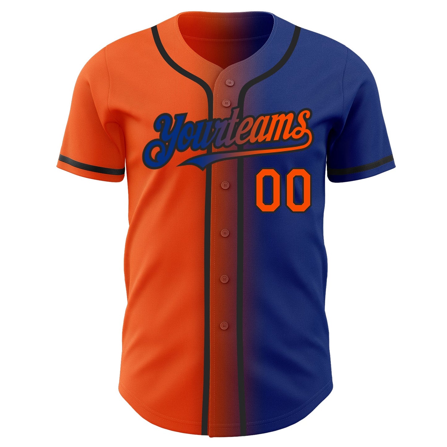 Custom Royal Orange-Black Authentic Gradient Fashion Baseball Jersey view 2
