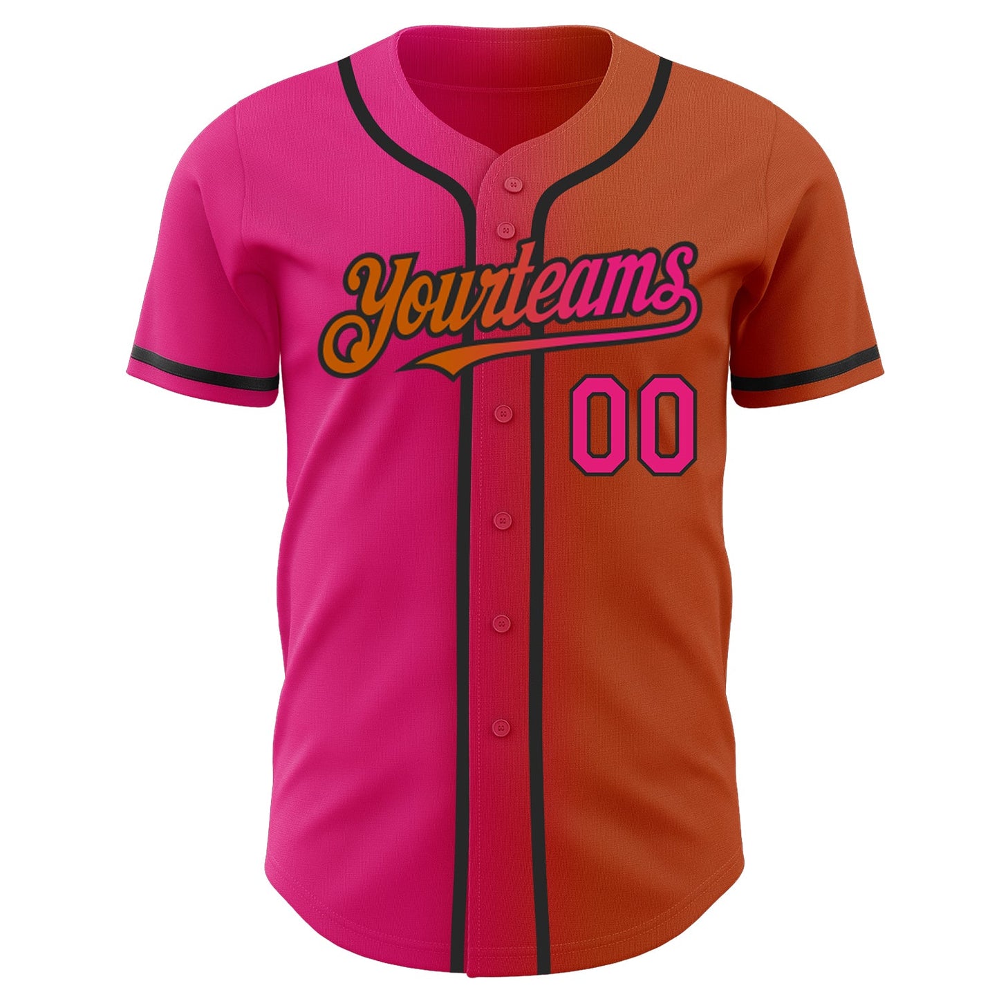 Custom Texas Orange Hot Pink-Black Authentic Gradient Fashion Baseball Jersey view 2