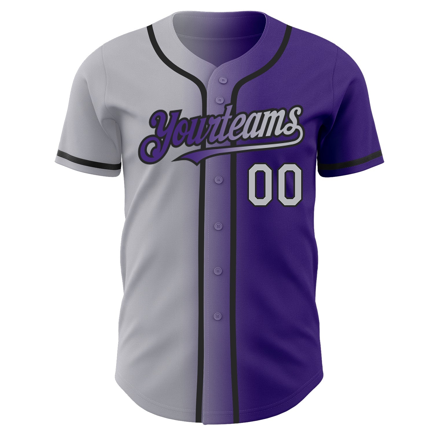 Custom Purple Gray-Black Authentic Gradient Fashion Baseball Jersey view 2