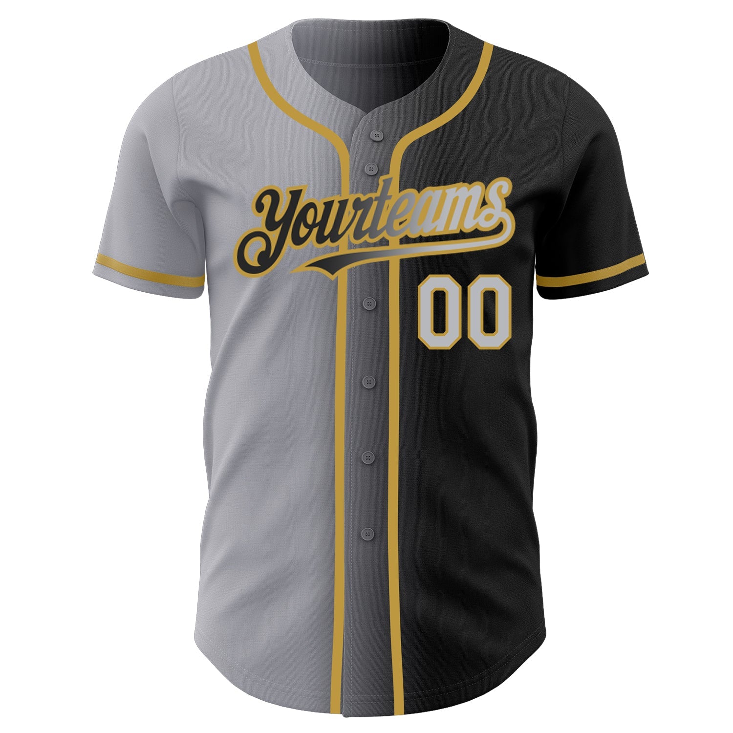 Custom Black Gray-Old Gold Authentic Gradient Fashion Baseball Jersey view 2