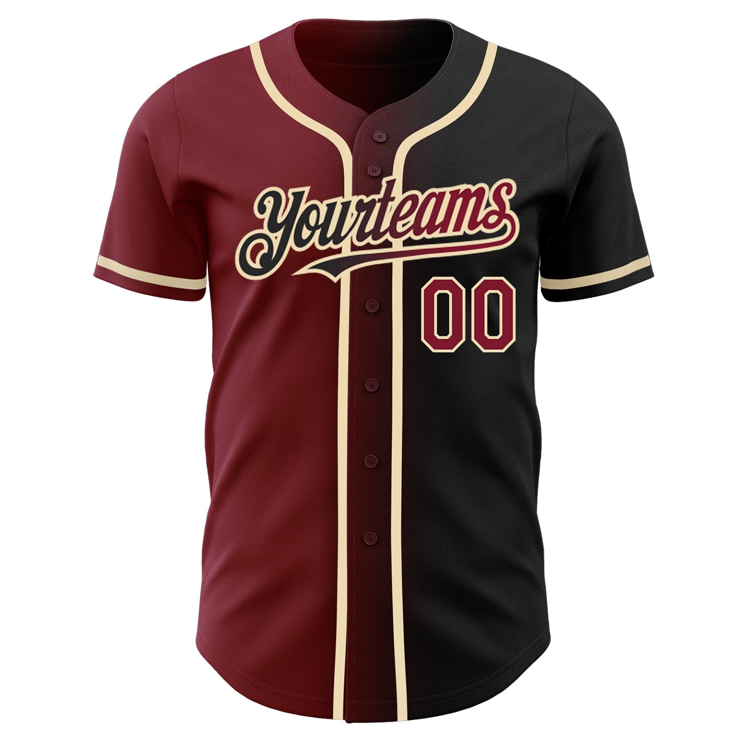 Custom Black Crimson-City Cream Authentic Gradient Fashion Baseball Jersey view 2