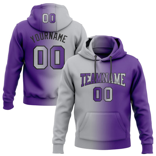 Custom Stitched Purple Gray-Black Gradient Fashion Sports Pullover Sweatshirt Hoodie - Main View