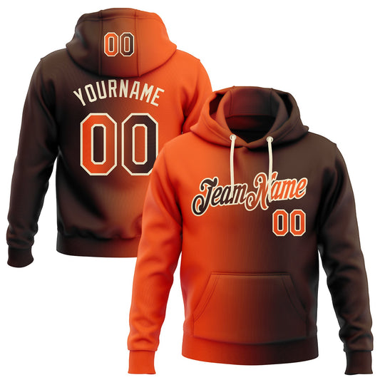 Custom Stitched Brown Orange-Cream Gradient Fashion Sports Pullover Sweatshirt Hoodie - Main View