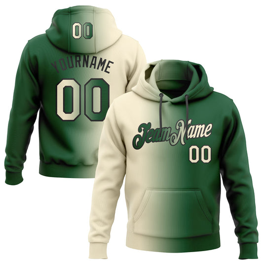 Custom Stitched Green Cream-Black Gradient Fashion Sports Pullover Sweatshirt Hoodie - Main View