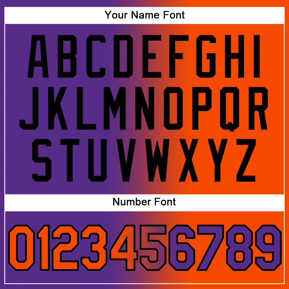 Custom Purple Orange-Black Authentic Gradient Fashion Baseball Jersey view 6