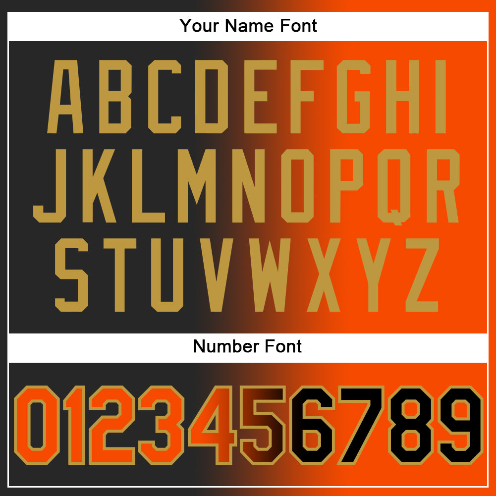 Custom Black Orange-Old Gold Authentic Gradient Fashion Baseball Jersey view 5
